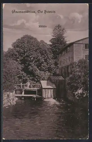 AK Gremsmühlen /Ost Holstein, Mühle mit Flusspartie