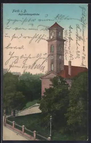 AK Fürth i. B., Blick auf die Auferstehungskirche