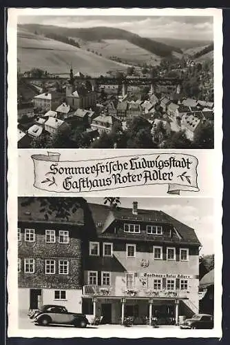 AK Ludwigsstadt, Gasthaus Roter Adler, Inh. Kurt Maurer, Marktplatz 9