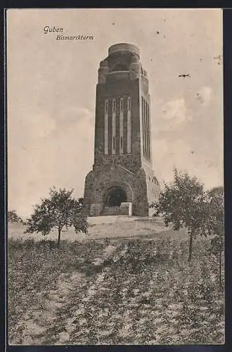 AK Guben, Blick auf den Bismarckturm
