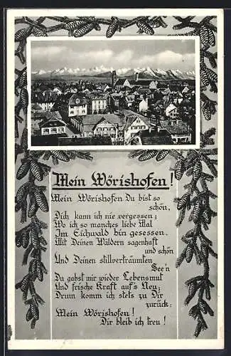 AK Bad Wörishofen, Stadtansicht mit Alpenpanorama