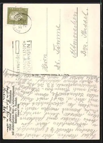 AK Hildesheim, Hotel Wiener Hof, Bes. Fr. Roeder1932