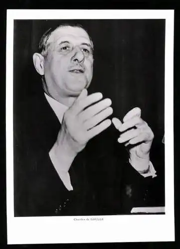 Fotografie Portrait Cgarles de Gaulle, Präsident von Frankreich