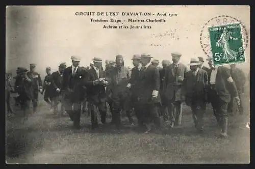 AK Circuit de l`Est d`Aviation 1910, Aubrun et les Journalistes, Flugzeug