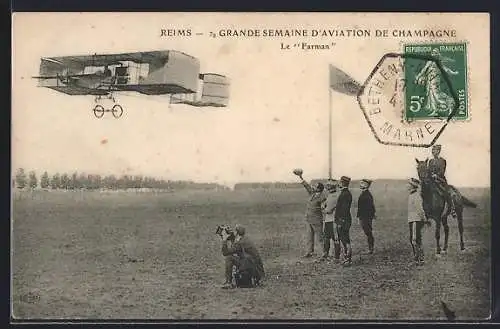 AK Reims, Grande Semaine d`Aviation de Champagne, Le Farman, Flugzeug