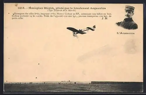 AK Monoplan Blériot, piloté par le Lieutenant Acquaviva, Flugzeug