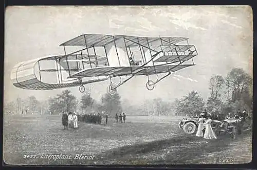 AK Flugzeug Blériot beim Start