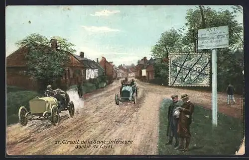 AK Circuit de la Seine-Inferieure, Sortie de Criel, Autorennen