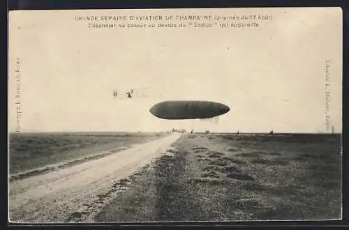 AK Tissandier va passer au dessus du Zodiac, Zeppelin