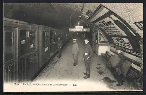 AK Paris, Une Station du Metropolitain, U-Bahnsteig