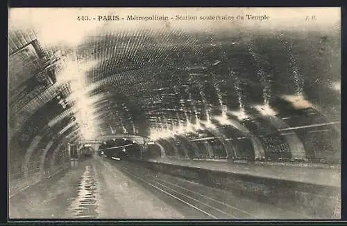 AK Paris, Métropolitain, Station souterraine du Temple, U-Bahn