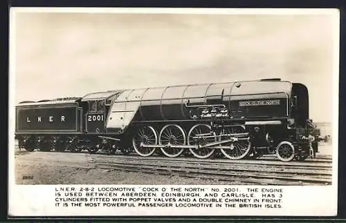 AK LNER Locomotive Cock O The North No. 2001, englische Eisenbahn