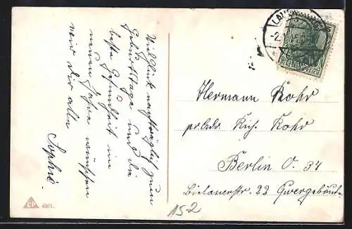 AK Zeppelin mit Geburtstagsblumen