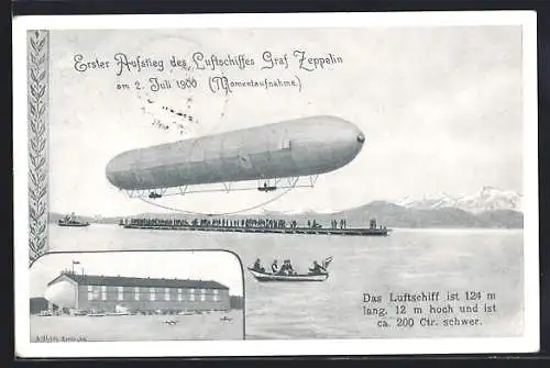 AK Erster Aufstieg des Luftschiffes Graf Zeppelin am 02. Juli 1900