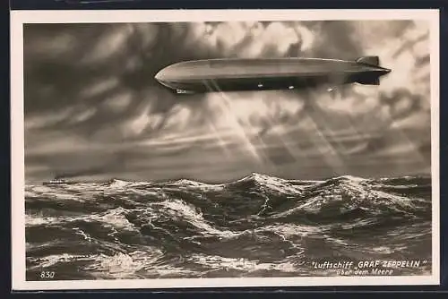 AK Luftschiff Graf Zeppelin über dem Meere