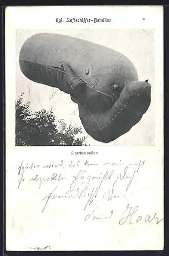 AK Drachenballon des Kgl. Luftschiffer-Bataillon