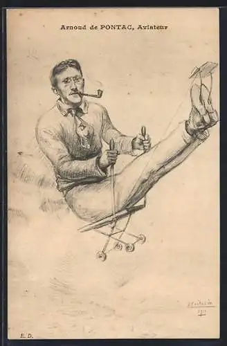 AK Arnoud de Pontac, Aviateur, Flugzeug
