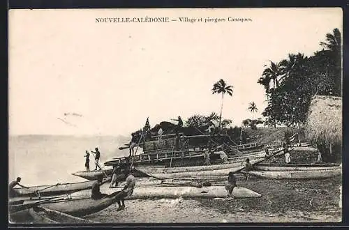 AK Noumea, Village et piroques canaques
