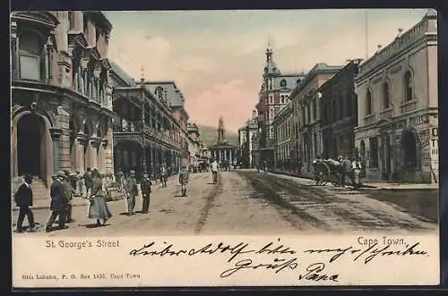 AK Cape Town, St. George`s Street with Pedestrians and Horse Carriage