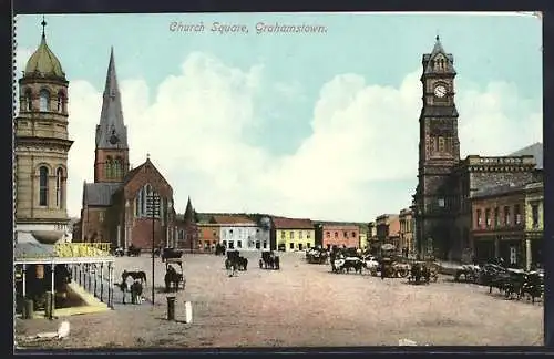 AK Grahamstown, Church Square with Horse Carriages