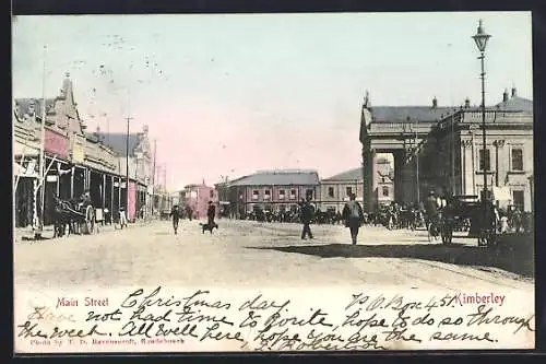 AK Kimberley, Main Street with Foot Traffic and Horse Carriages