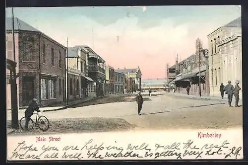 AK Kimberley, Main Street with Cyclist and Pedestrians