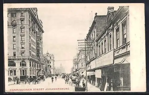 AK Johannesburg, Commissioner Street with Cyclists, Automobiles and Pedestrians