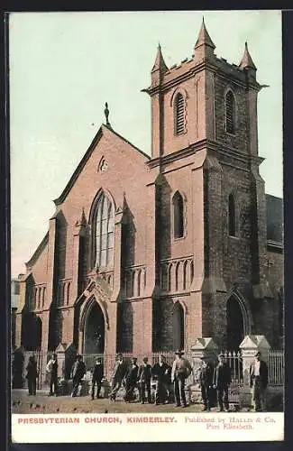 AK Kimberley, Presbyterian Church with People Posing by the Fence