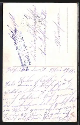 AK Soldat mit seiner Frau, Eichenzweig und Eisernem Kreuz