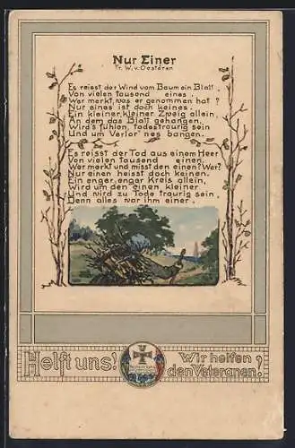 AK Militär-Gedicht von Fr, W.v. Oesteren: Nur Einer, Eisernes Kreuz