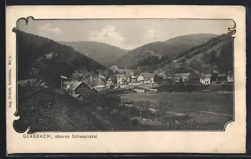 AK Glasbach /Oberes Schwarzatal, Gesamtansicht mit Bergpanorama