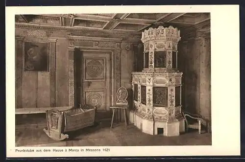 AK St. Moritz, Prunkstube aus dem Hause á Marca in Mesocco 1621