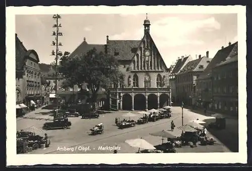 AK Amberg / Obpf., Marktplatz aus der Vogelschau