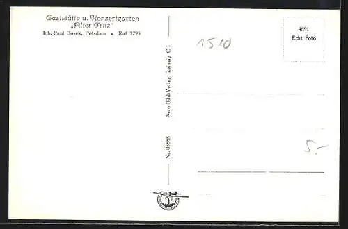 AK Potsdam, Gasthof und Konzertgarten Alter Fritz, Partie im Garten
