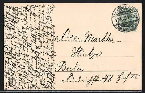 AK Kleines Mädchen mit Blumenstrauss und Ringelstrümpfen