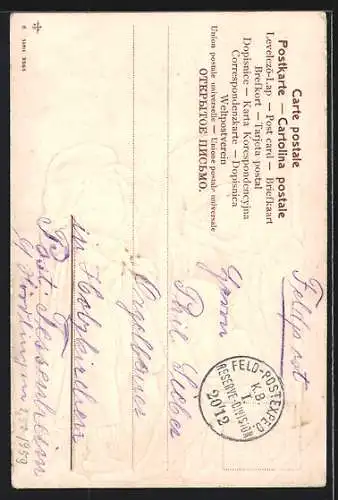 Lithographie Kleines Paar, als Erwachsene verkleidet, Stock, Zylinder, Haube, Pantoffeln