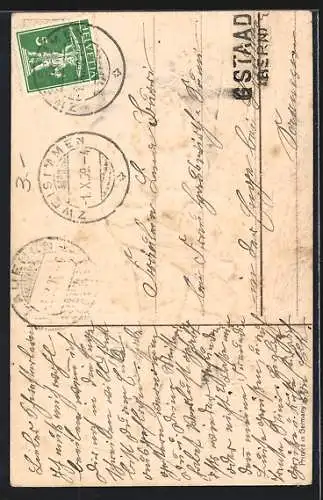 AK Jung gewohnt..., Kleiner Kavalier trägt Mädchen durch ein Gewässer