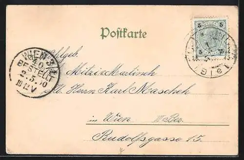 Lithographie Kornblumen und Ähren, schwarzrotgoldenes Band