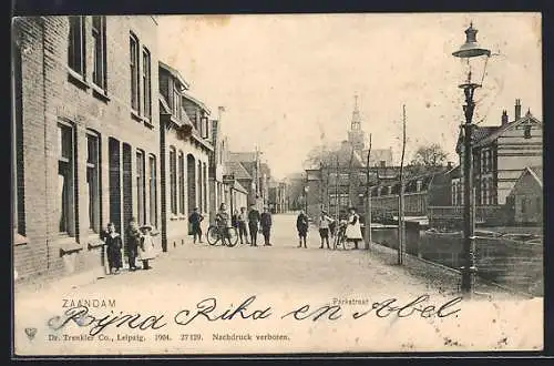 AK Zaandam, Parkstraat, Panorama met canaal