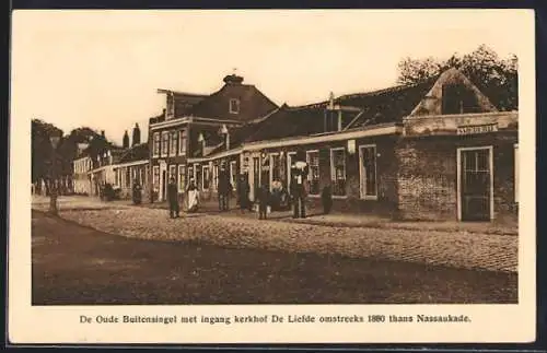 AK Amsterdam, Oud Amsterdam, De Oude Buitensingel met ingang kerkhof De Liefde omstreeks 1880 thans Nassaukade