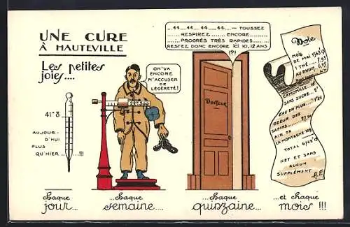 Künstler-AK Hauteville, Une Cure, Les petites joies