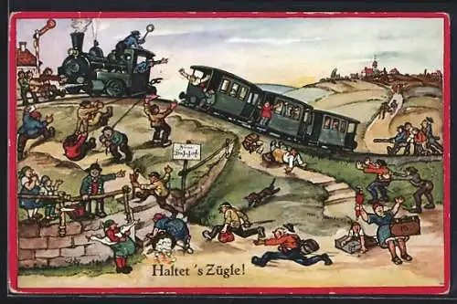 Künstler-AK Hans Boettcher: O bleib bei mir und geh nicht fort, Abschiedsszenen am Bahnhof