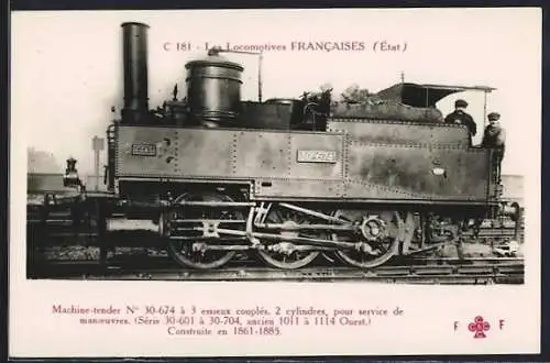 AK französische Eisenbahn, Machine-tender No. 30-674 à 3 essieux couplés, 2 cylindres