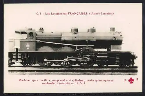 AK Les Locomotives Francaises Alsace-Lorraine, Machine type Pacific, Dampflok