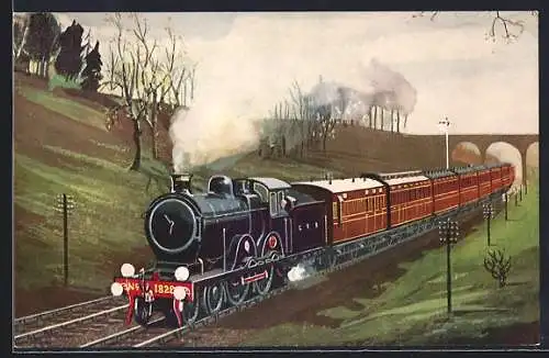 Künstler-AK englische Eisenbahn G.E.R. No. 1828