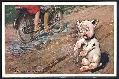 AK Bonzo wird von einem Tandem in einer Pfütze nassgespritzt