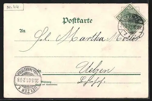 Lithographie Liebespaar steht an einem Bretterzaun