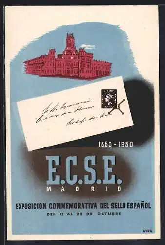 Künstler-AK Verdu: Madrid, Exposición Conmemorativa del Sello Espanol 1850 - 1950