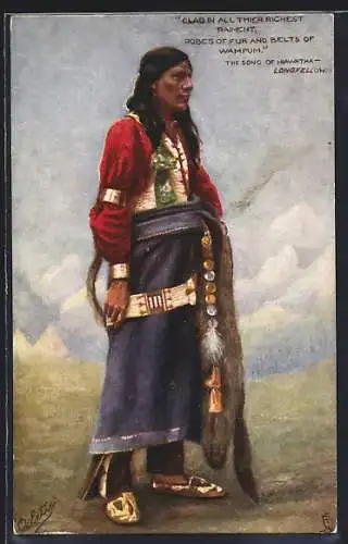 AK Hiawatha, Indianerin in bunter Kleidung