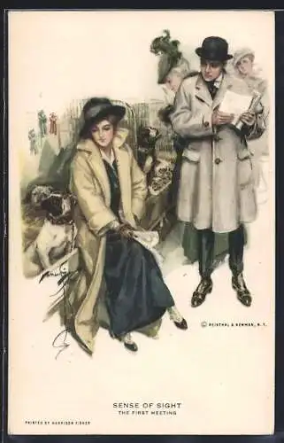Künstler-AK Harrison Fisher: Sense of Sight - The first Meeting